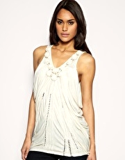 ASOS Floral Detail Drop Armhole Top
