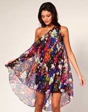 ASOS Floral One Shoulder Asymmetric Dress