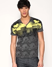 ASOS Gig Print Low V-Neck T-Shirt