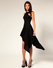 ASOS High Neck Asymmetric Full Skirt Dress