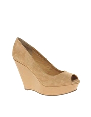 ASOS HOTTEST Suede Peep Toe Wedge