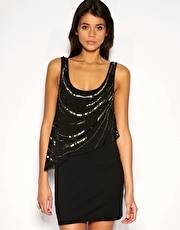 ASOS Jersey Twist Dress with Embellished Chiffon Crop Top