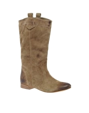 ASOS KOOPER Leather Flat Mid Calf Boots
