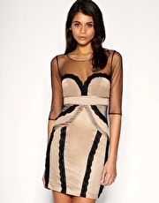 ASOS Lace And Mesh Contour Dress