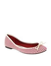 ASOS LAGOON Stripe Bow Ballet Pump