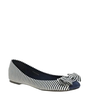 ASOS LAKE Stripe Bow Ballet Pumps