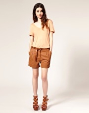ASOS Leather Pleat Front Shorts