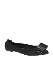 ASOS LEVAN Double Bow Flat Point Ballet Pump