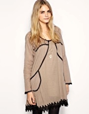 ASOS Long Sleeve Crochet Trim Swing Dress