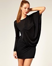 ASOS Long Sleeve Draped Slinky Dress