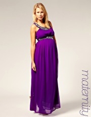 ASOS MATERNITY Embellished Neck Chiffon Maxi Dress