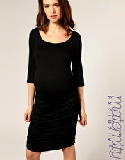 ASOS MATERNITY Exclusive Ruched Sides Midi Bodycon Dress