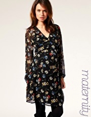 ASOS MATERNITY Vintage Frill Sleeve Tea Dress