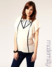 ASOS MATERNITY Waterfall Sleeve Contrast Trim Blouse