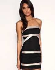 ASOS Mesh and Ribbon Trim Bandeau Dress