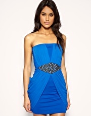ASOS Mesh Embellished Waist Bandeau Dress