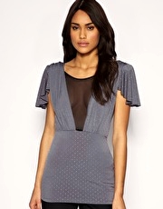 ASOS Metallic Detail Plunge Waisted Top
