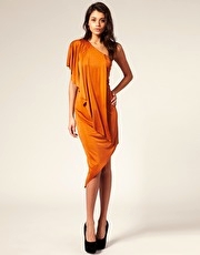 ASOS One Sleeve Asymmetric Slinky Dress