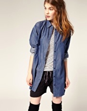 ASOS Oversized Pocket Denim Look Shirt