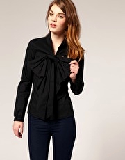 ASOS Oversized Pussybow Fitted Shirt