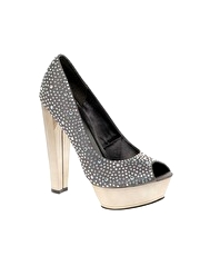 ASOS PARTYTIME Diamante Block Heel Peep Toe Shoe
