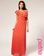 ASOS PETITE Asymmetric Frill Cheesecloth Maxi
