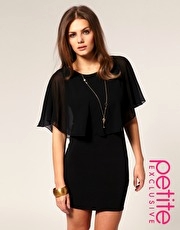 ASOS PETITE Exclusive Chiffon Cape Fitted Dress