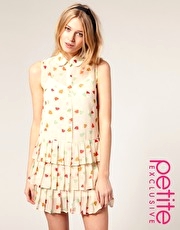 ASOS PETITE Exclusive Pleated Leaf Print Dress