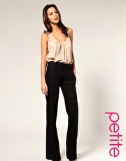 ASOS PETITE Linen Tab Detail Wide Leg Trouser