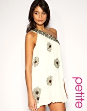 ASOS PETITE One Shoulder Embellished Swing Dress