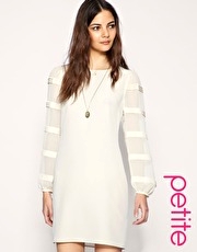 ASOS PETITE Pleated Chiffon Sleeve Detail Shift Dress