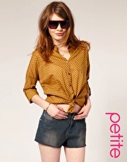 ASOS PETITE Spot Print Tie Waist Shirt