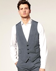ASOS Pindot Mid Grey Waistcoat