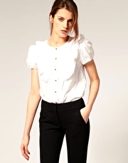 ASOS Pintuck Ruffle Front Blouse
