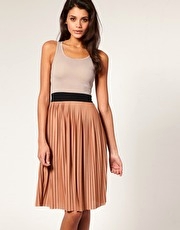 ASOS Pleated Skirt Colour Block Dress