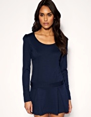 ASOS Ponte Drop Waist Pleated Skirt Dress