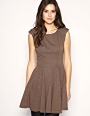 ASOS Ponte Waisted Shoulder Pad Dress