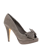 ASOS POSY Suede Bow Peep Toe Court Shoes
