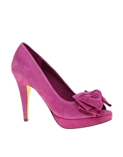 ASOS POSY Suede Peep Toe Shoes With Bow Detail