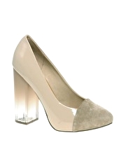 ASOS POWERTRIP Suede Toe And Perspex Heel Court Shoe