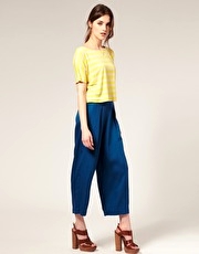 ASOS PREMIUM High Waist Cropped Wide Leg Trousers