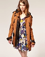 ASOS Premium Parka with Leather Hood and Trims