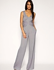 ASOS Premium Piped Detail Wide Leg Jumpsuit