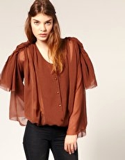 ASOS PREMIUM Shoulder Detail Cape Blouse