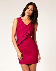 ASOS PREMIUM Tailored Wool Ruffle Front Dress