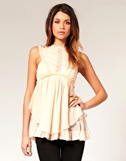 ASOS Premium Trapeze Top With Lace Trim
