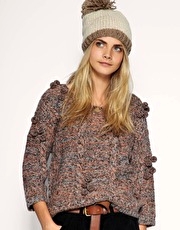 ASOS Premium Twist Yarn Pom Pom Jumper