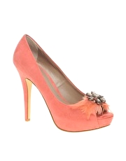 ASOS PRIMROSE Feather Jewel Peep Toe Court Shoes