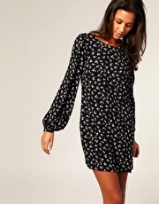ASOS Printed Bell Sleeve Shift Dress