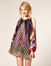 ASOS Psychedelic Print '70s Slash Sleeve Dress